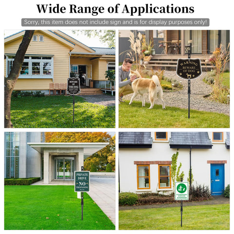 Axmorety black yard sign stake adds a sleek, weatherproof display.