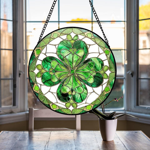 AXmospo eight inch diamond glass suncatcher fills rooms with colorful light.