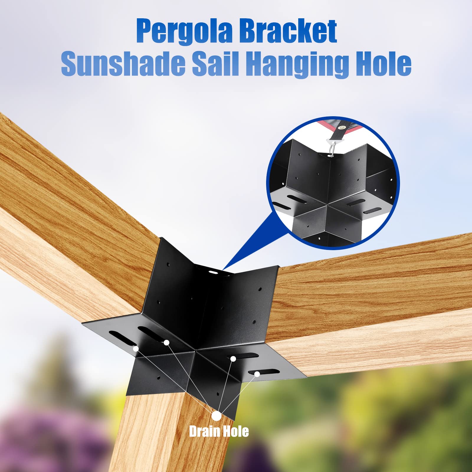AXWHYS black powder coated pergola bracket for weather resistance