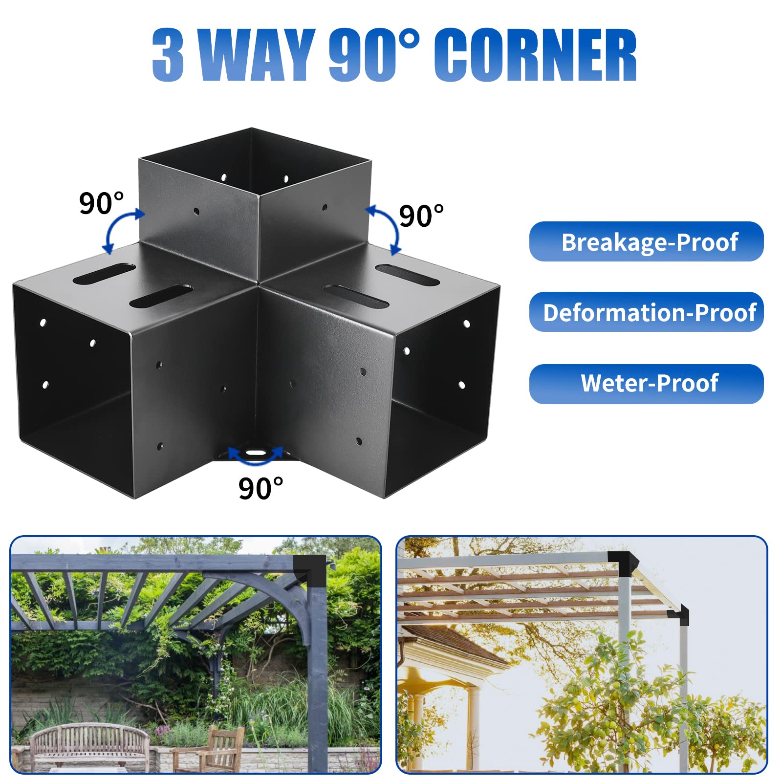 AXWHYS pergola brackets with pre-drilled holes simplify DIY installation