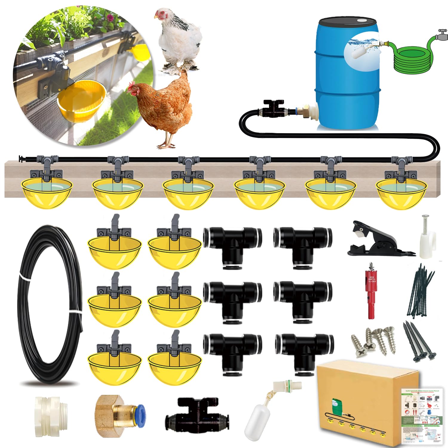 Ayakol complete pipeline waterer full set ready for easy poultry watering