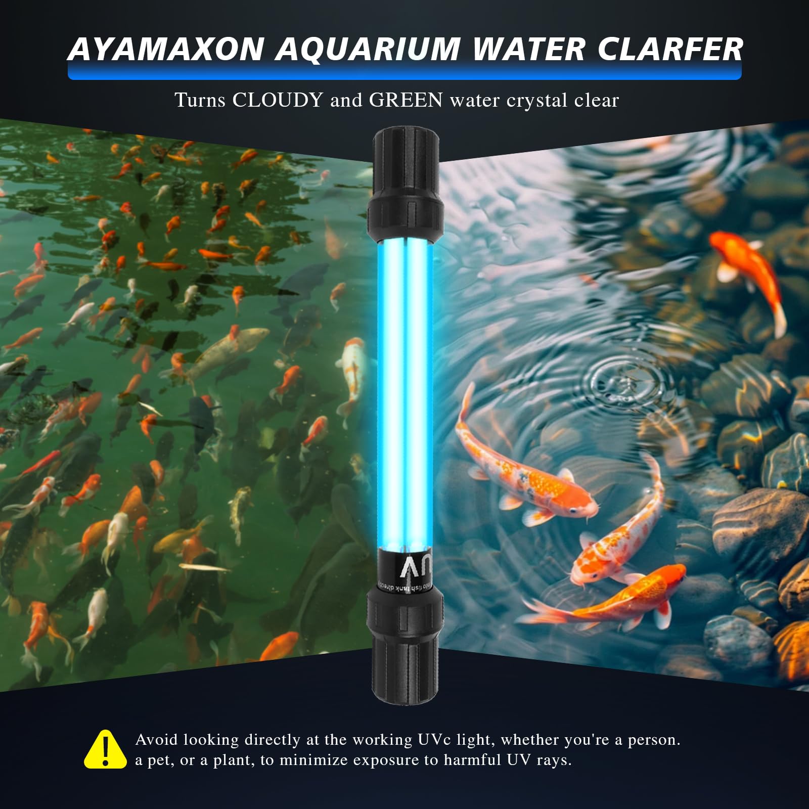 Ayamaxon UV lamp with durable seals and waterproof design for reliable underwater use.