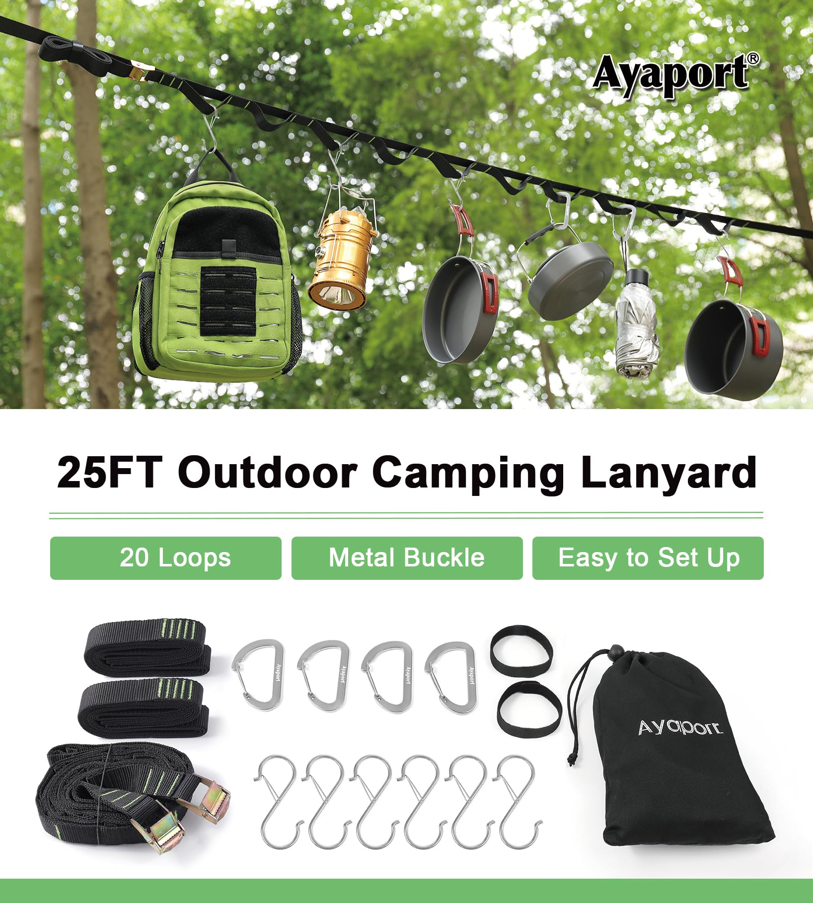 Ayaport storage bag and components kept together for travel and reuse