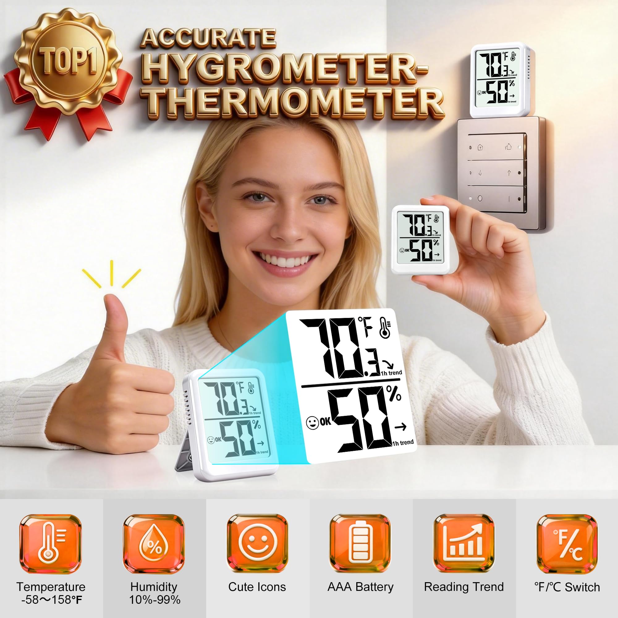 Ayawiss digital temperature humidity sensor helps maintain comfortable living spaces.