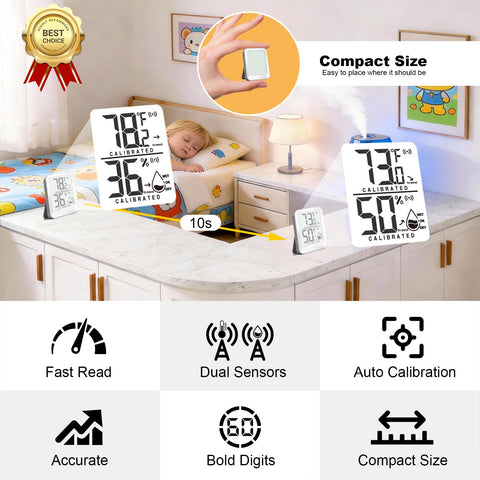 AyayaBoss compact indoor thermometer ideal for bedrooms and living spaces