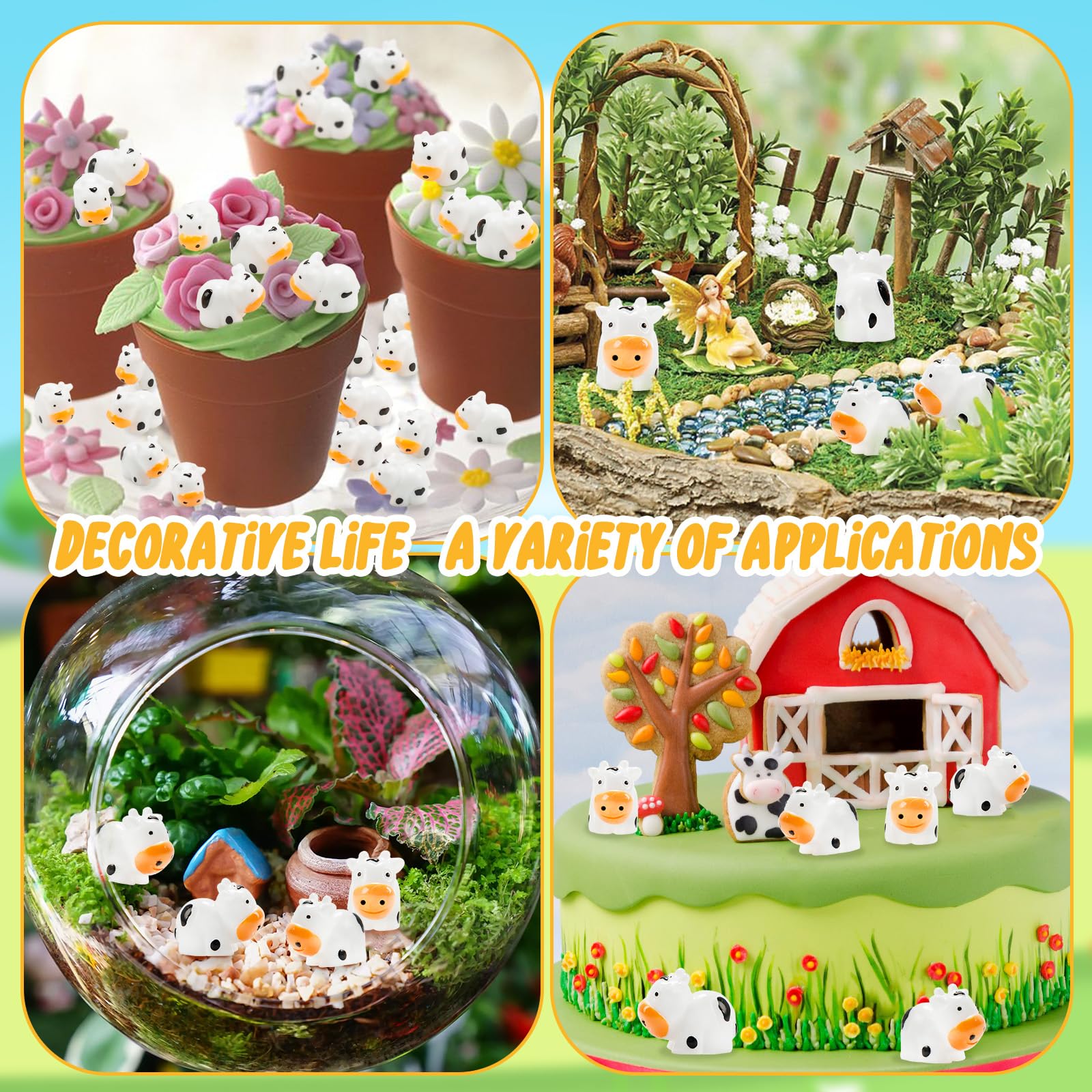 Aydinids miniature cow collection for fairy gardens and moss landscapes.