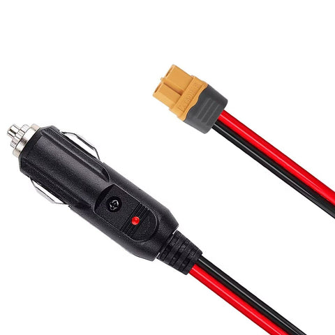 AYECEHI XT60 extension cable showing female XT60 to cigarette lighter plug, ideal for RV setups.