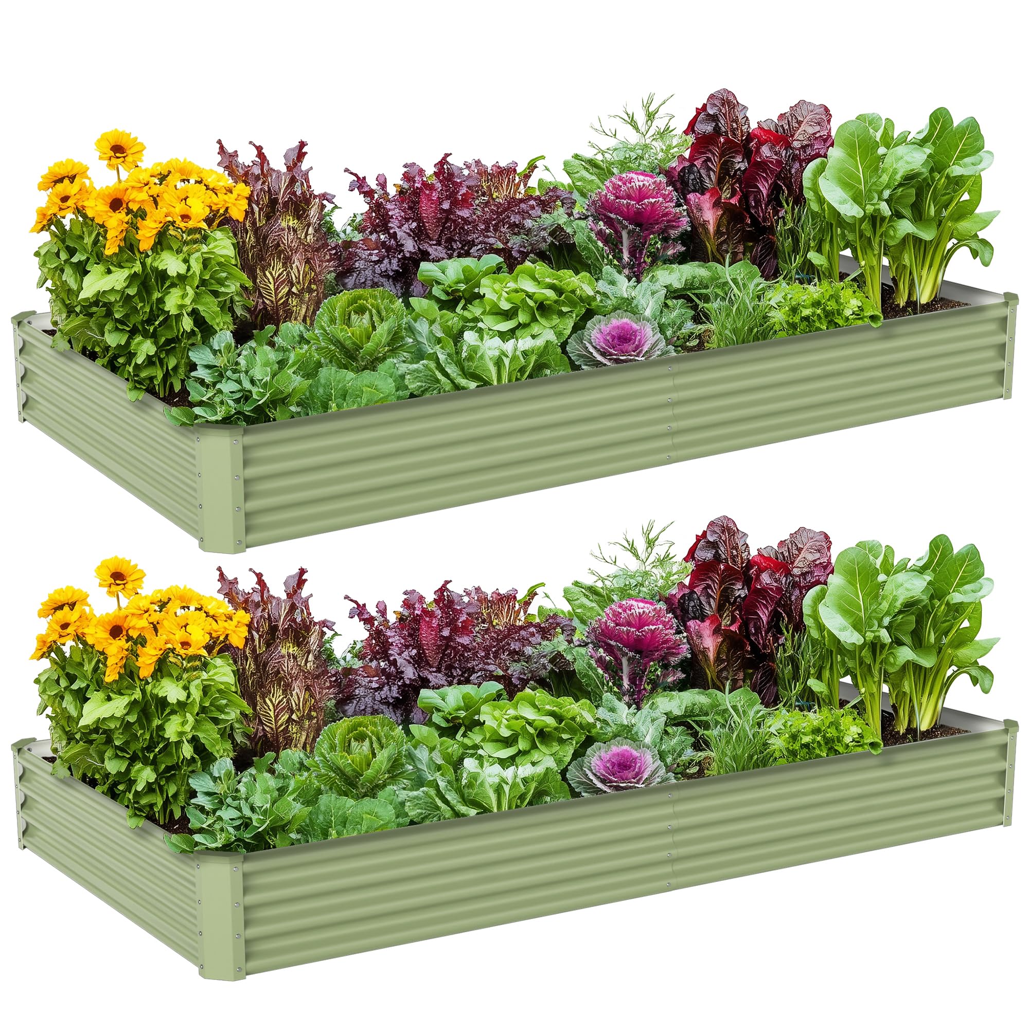 Ayen Guard two piece galvanized raised bed for durable outdoor vegetable growing.