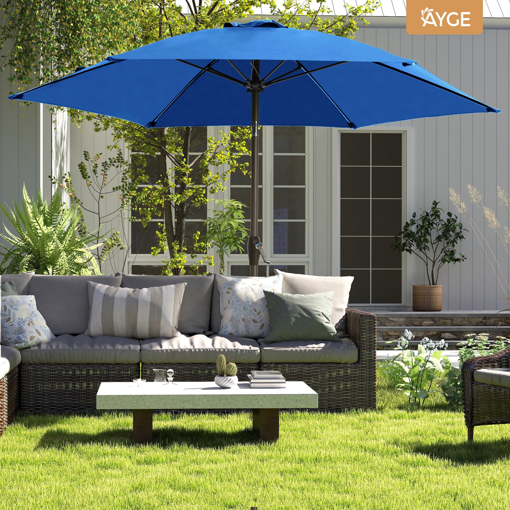 Ayge 7.5ft backyard umbrella creates inviting shade in gardens