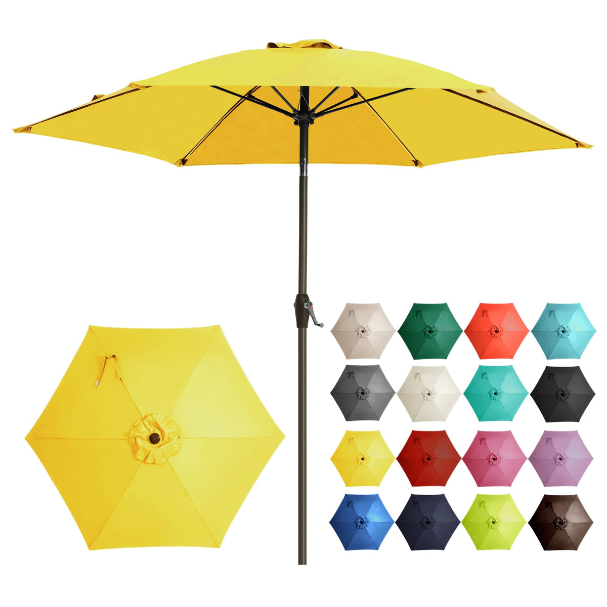 Ayge 7.5ft patio umbrella canopy close-up shows fade-resistant fabric and UV protection.