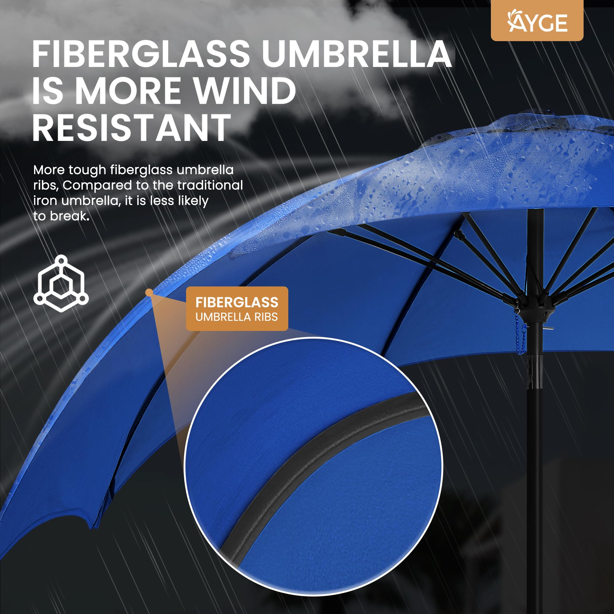 Ayge 7.5ft tilt and crank mechanism adjusts shade quickly