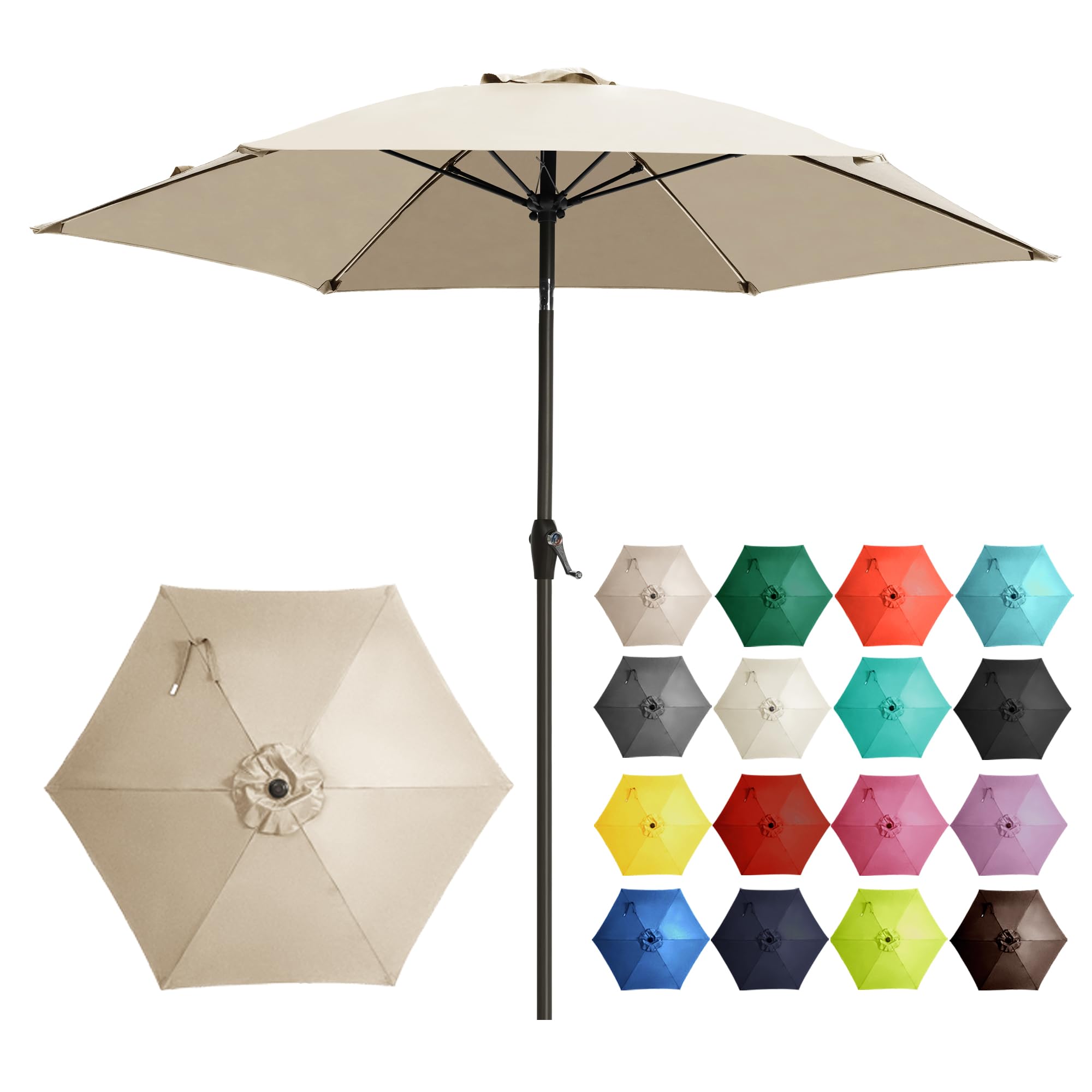 Ayge 7.5ft patio umbrella top view for wide outdoor shade.