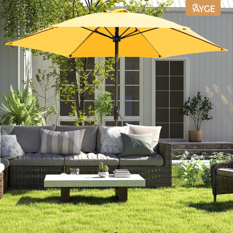 Ayge 7.5ft umbrella weather durability supports long-lasting outdoor shade.