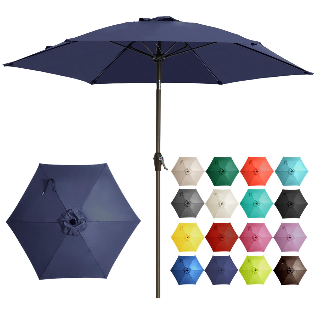 Ayge 7.5ft umbrella canopy top provides shaded comfort for outdoor dining.