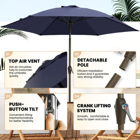 Ayge 7.5ft umbrella steel pole offers durable support in windy outdoor spaces.
