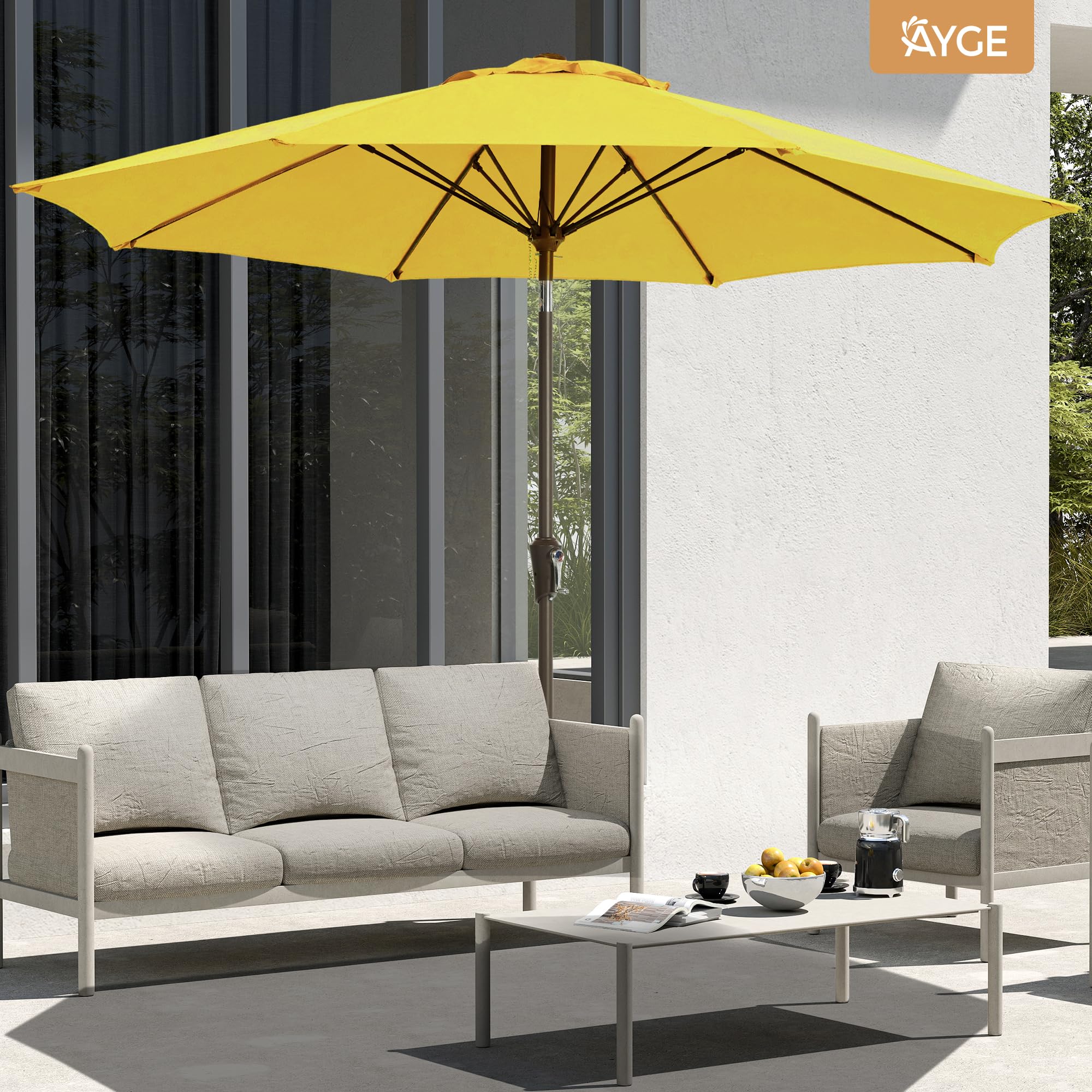 Ayge 8-rib fiberglass frame for strong wind resistance.