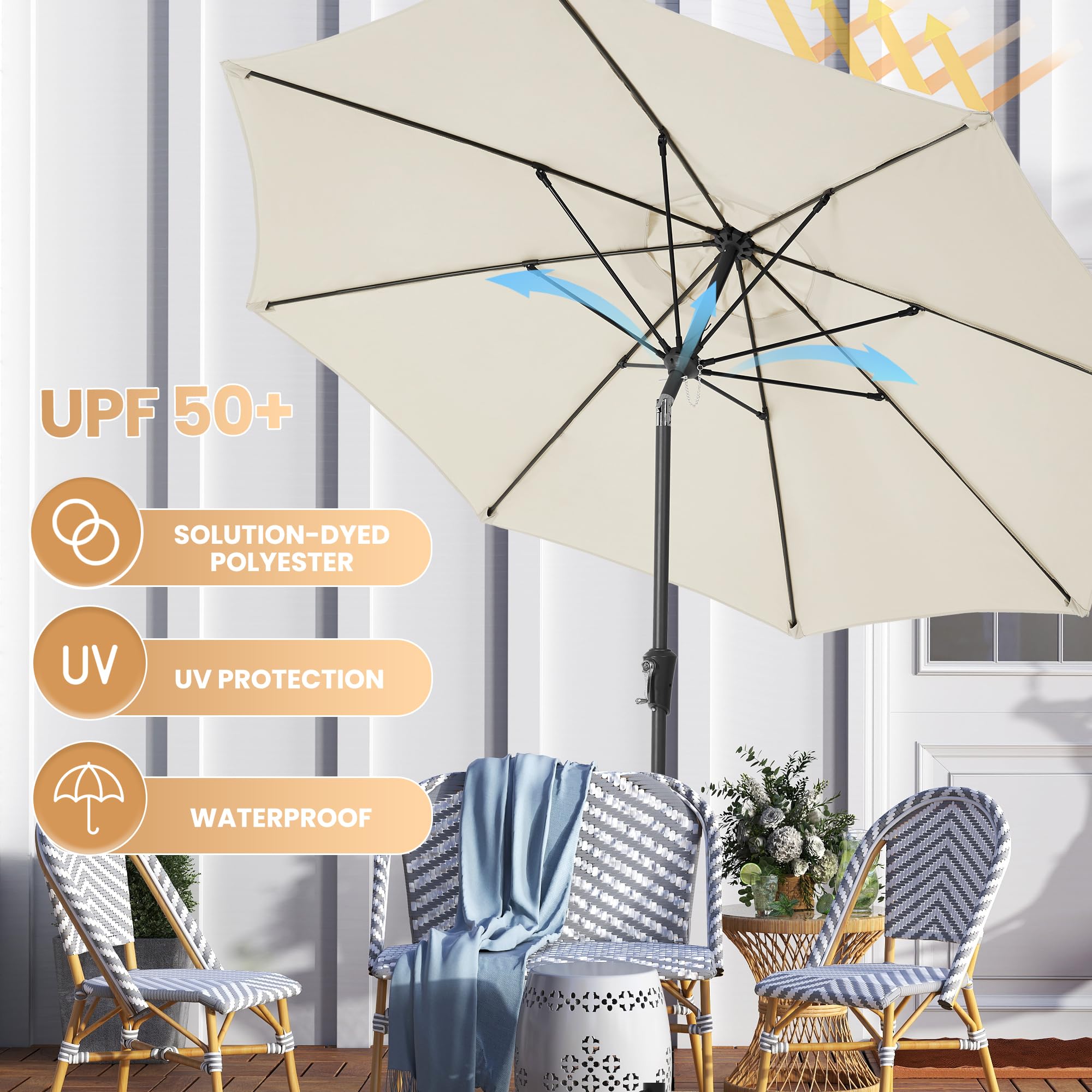 Ayge 9ft umbrella steel pole with rust-free coating for durability