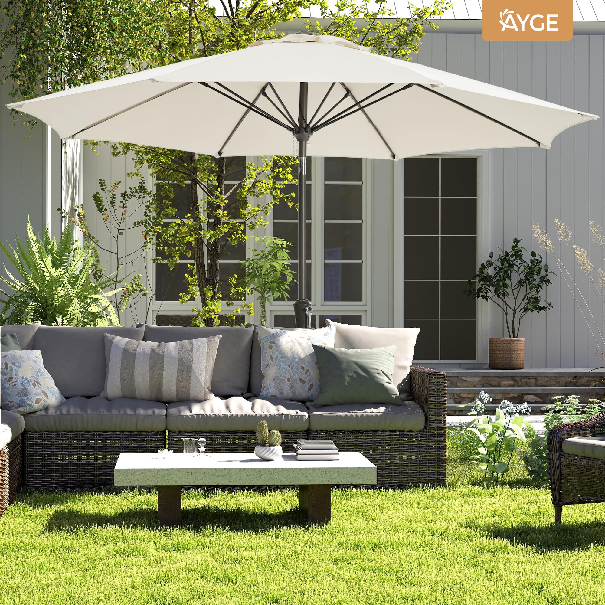 Ayge 9ft umbrella UV-resistant canopy protects from sun exposure
