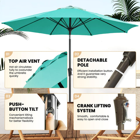 Ayge 9ft umbrella vented canopy for airflow and wind resistance