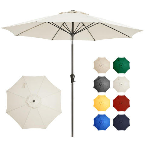 Ayge 9ft umbrella with closed white canopy for compact storage and ready shade