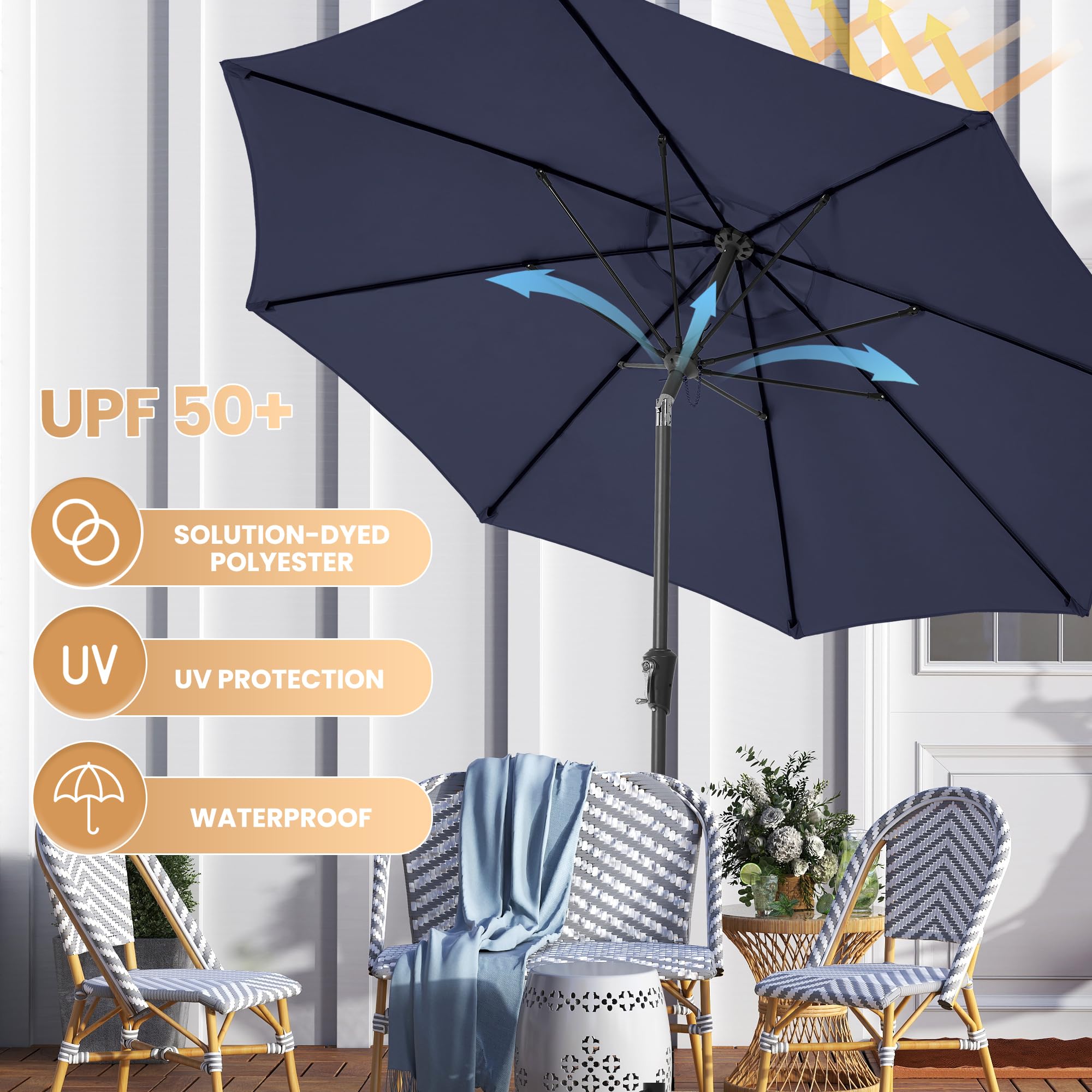 Ayge 9FT wind-resistant umbrella standing strong in gusts.