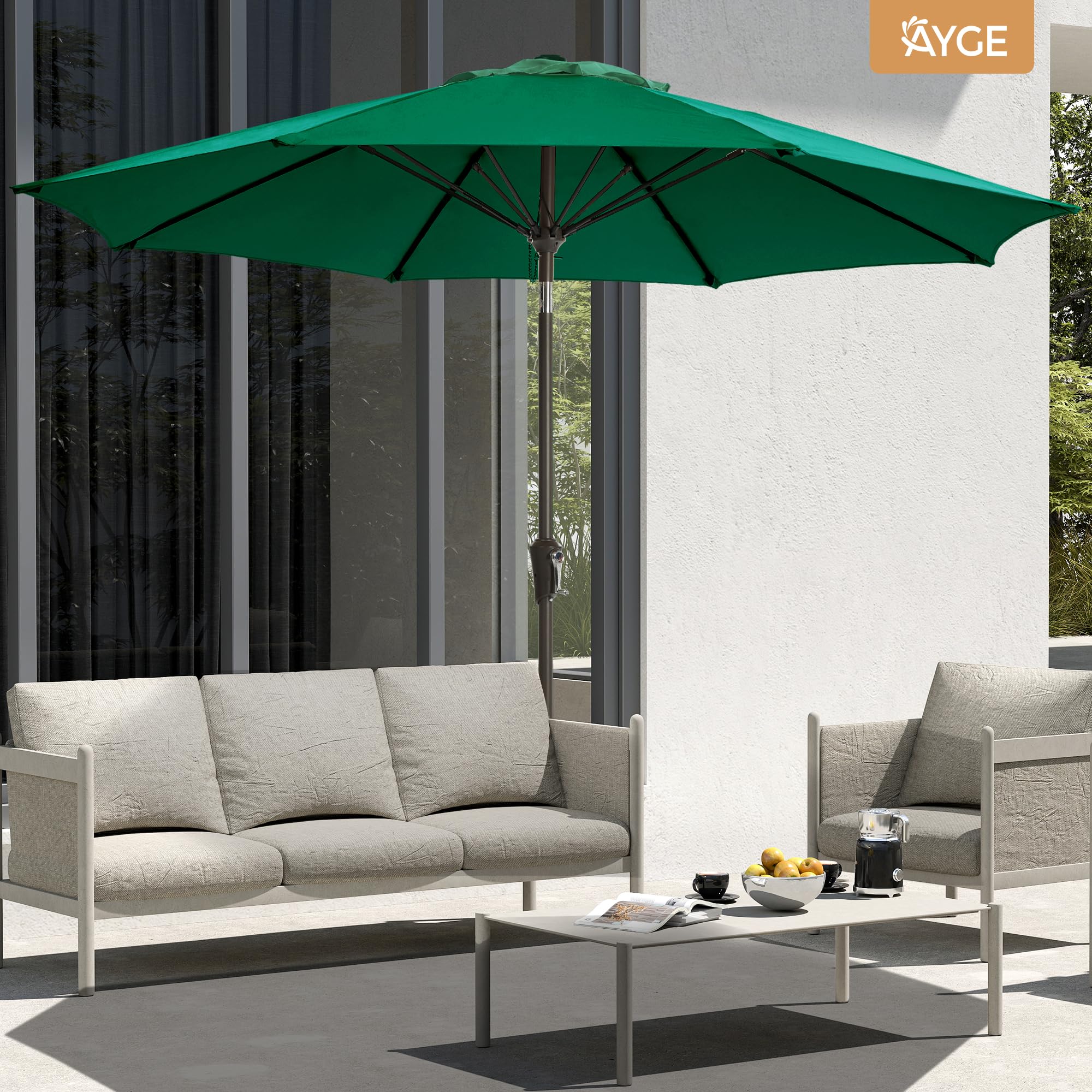Ayge 9FT tilt feature allows up to 45 degrees of shade adjustment