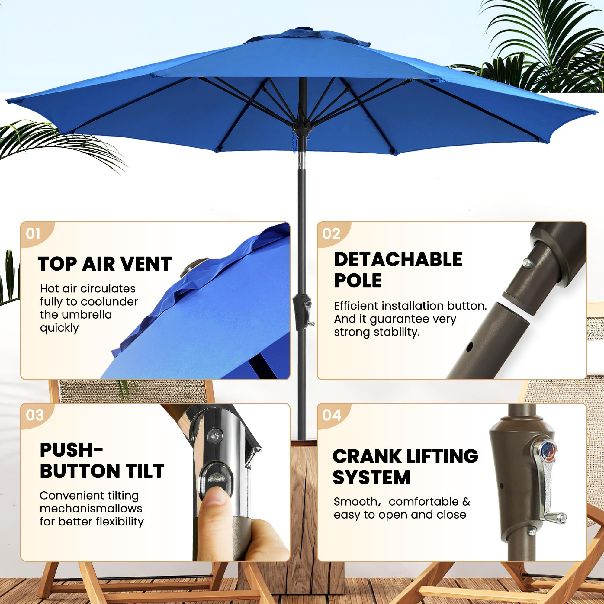 Ayge crank and tilt mechanism for precise shade where you need it.