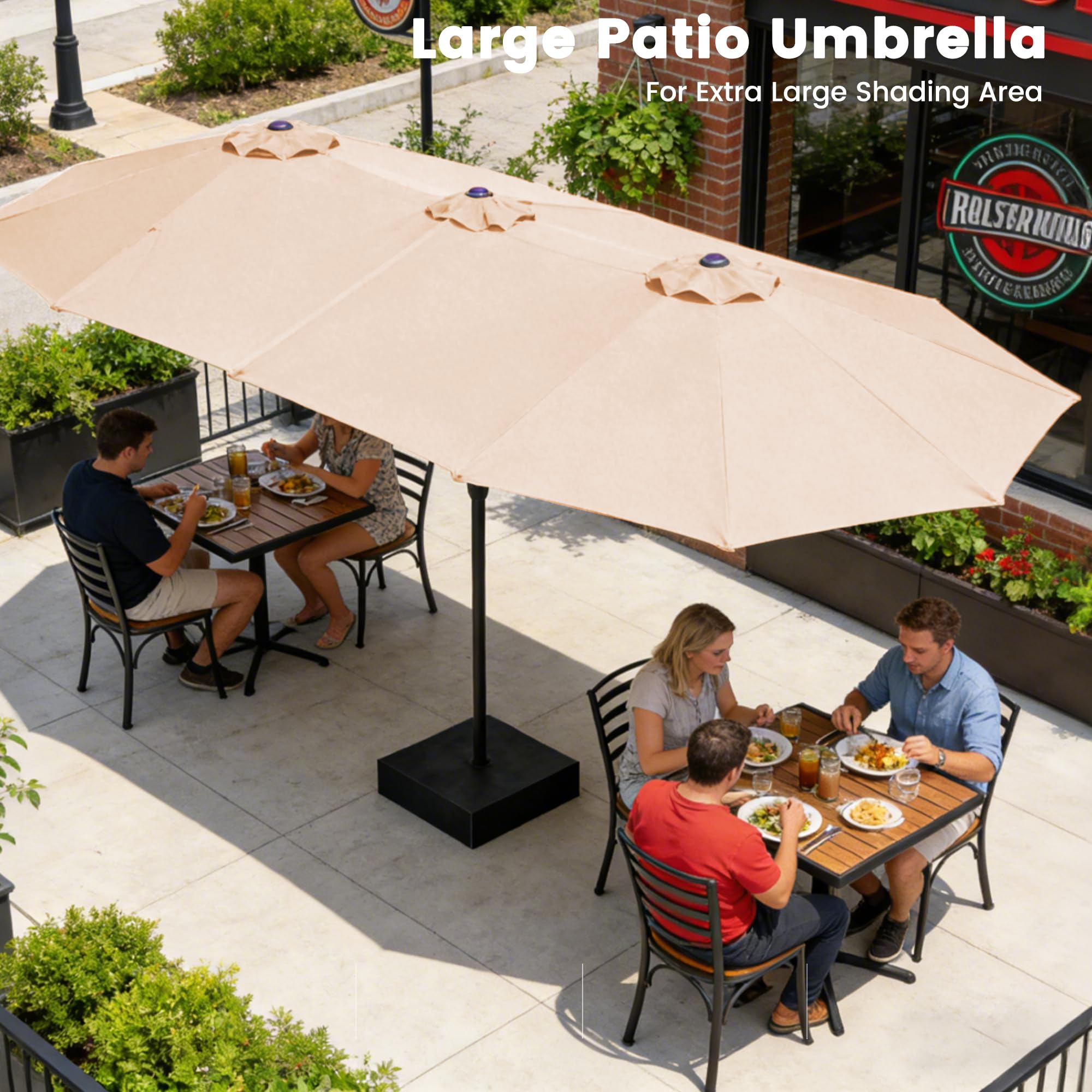 Ayge crank-handle operation ensures easy opening and quick shade on demand