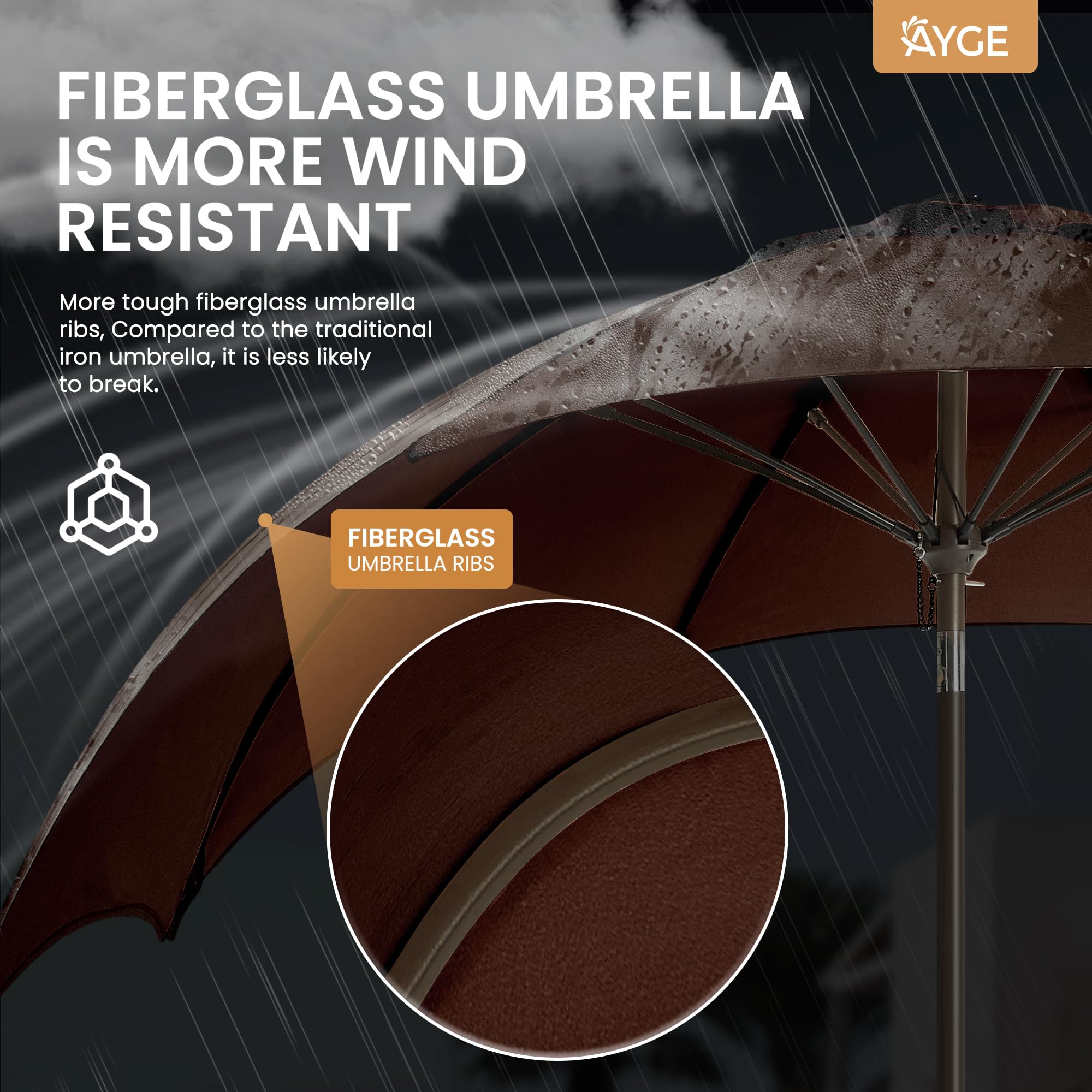 Ayge tilt and crank mechanism allows quick, precise shade adjustments.