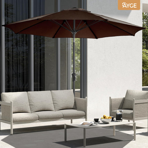 Ayge heavy-duty steel pole with rust-free coating supports stable outdoor use.