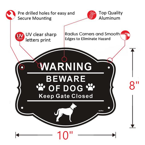 Ayifan pre-drilled hole dog sign easy mounting on fence or gate