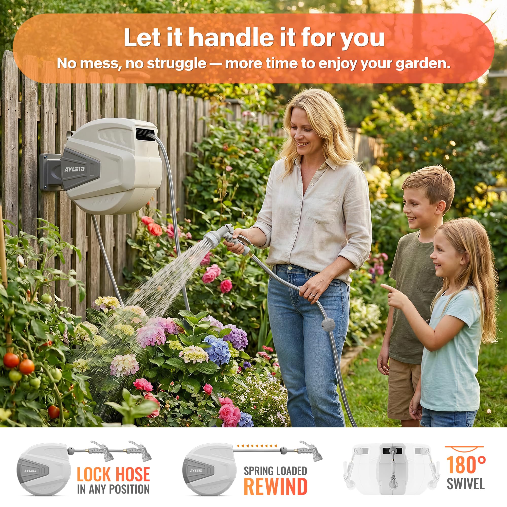 Ayleid hose guide with any-length lock reduces tangles