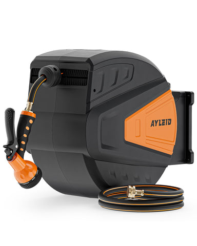 Ayleid retractable hose reel 100ft wall mount for easy garden watering and neat storage