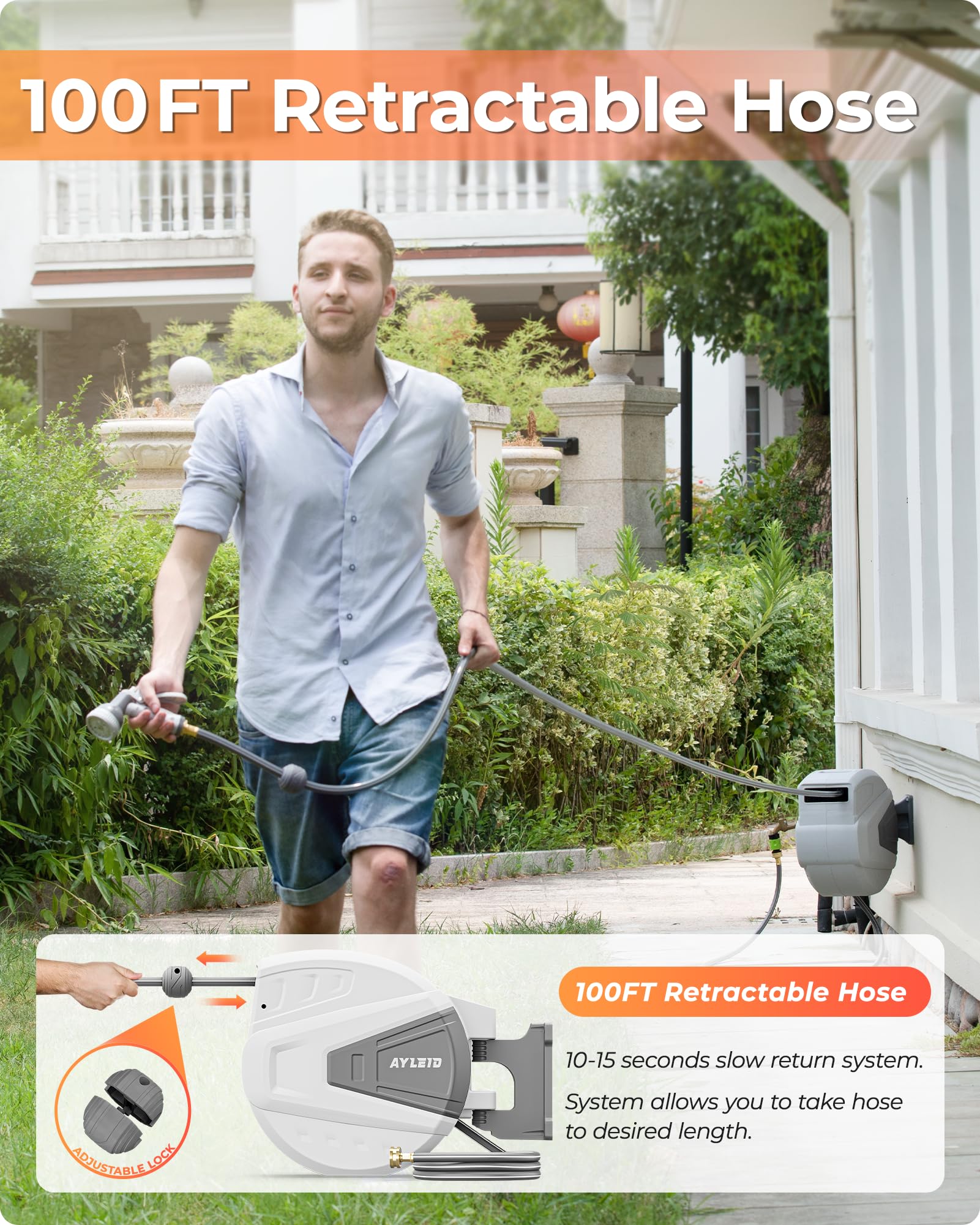 Ayleid wall-mounted reel saves space and keeps pathways clear.
