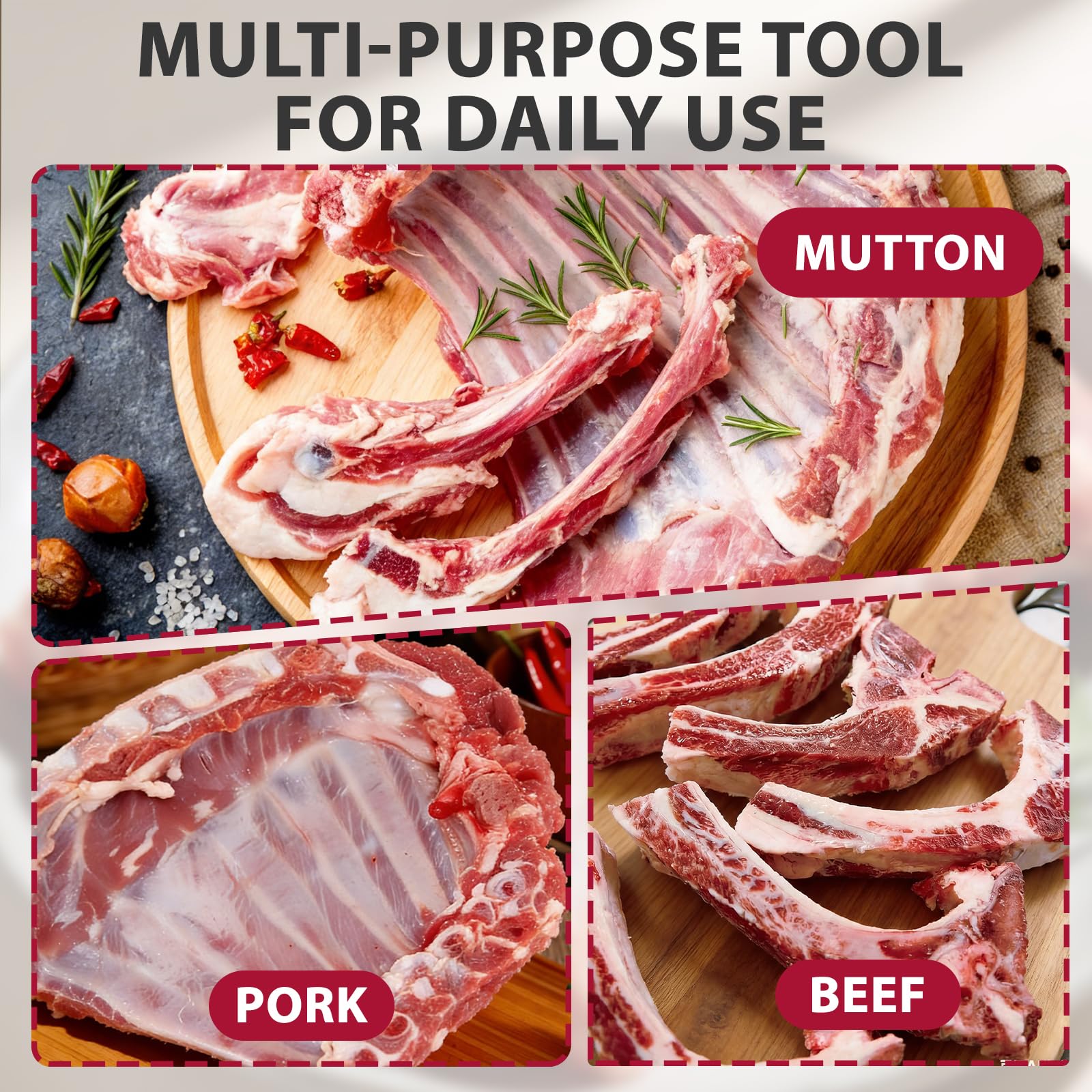 Aylthyo stainless steel rib tool in action on a grilled rack.