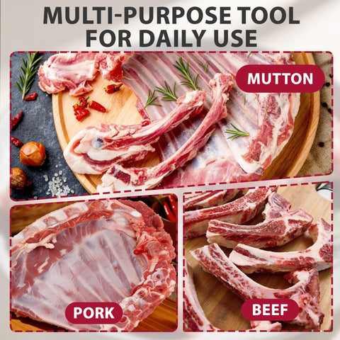 Aylthyo stainless steel rib tool in action on a grilled rack.