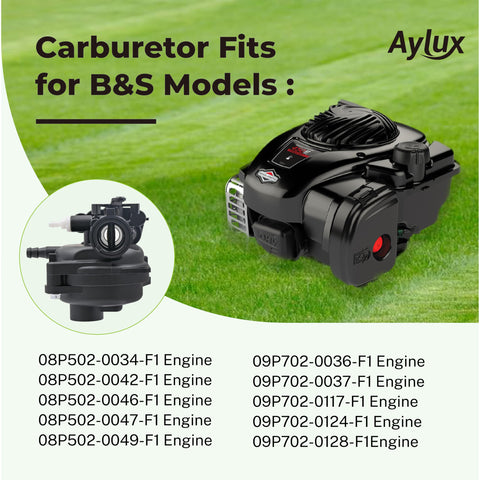 Aylux carburetor kit air filter, cover, and primer bulb arranged for airflow