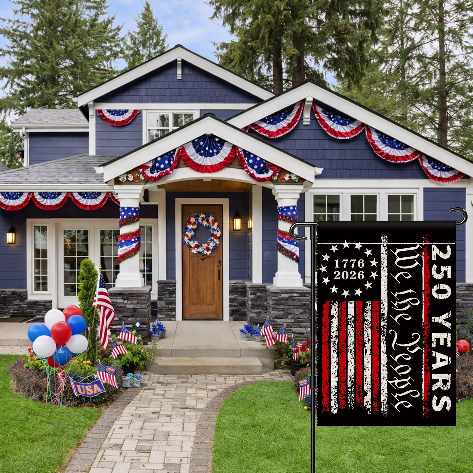 Aymolas 250th anniversary flag 12x18 inch size for compact display.