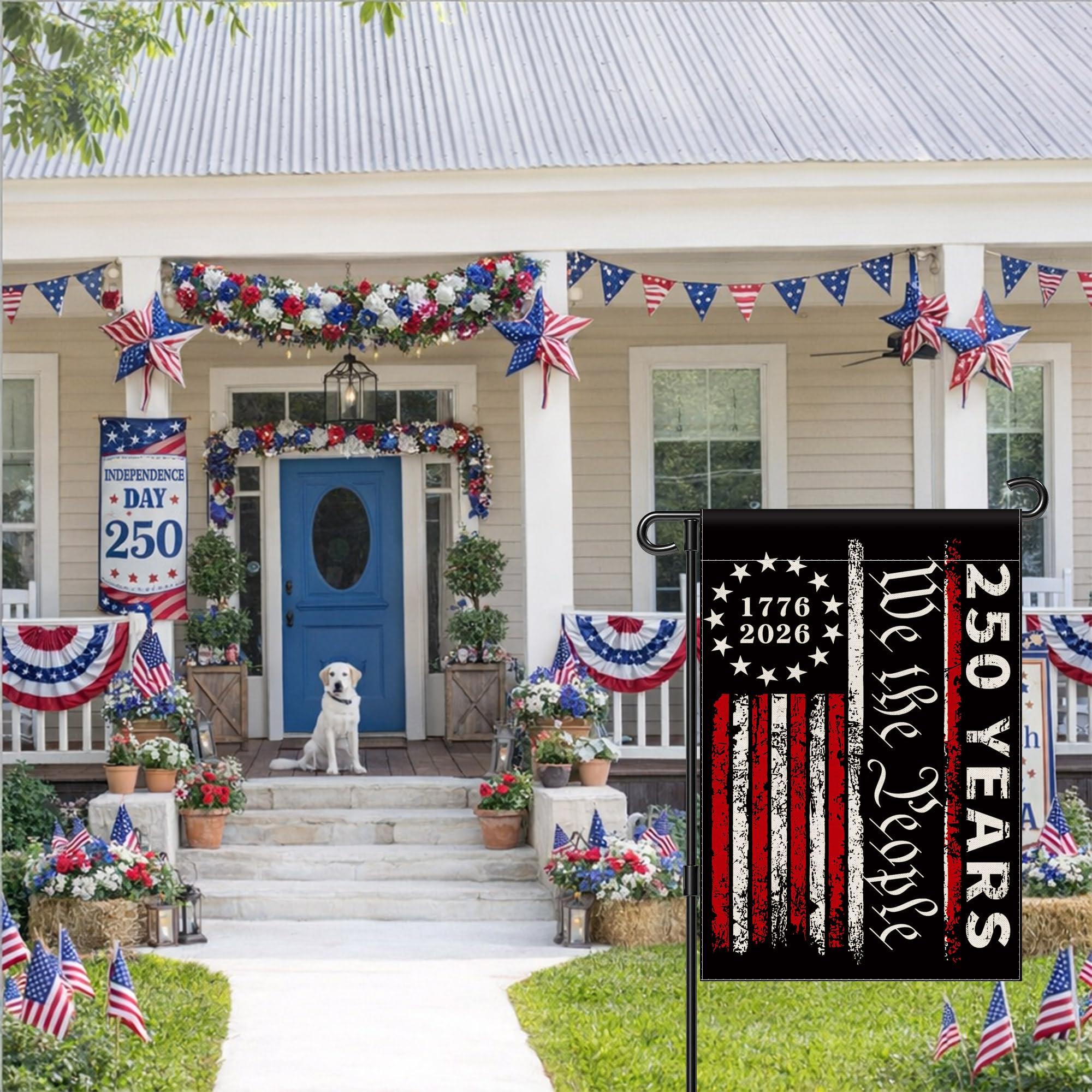 Aymolas 250th anniversary flag ready for July Fourth celebrations.