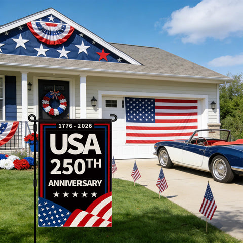 Aymolas 250th anniversary flag double-sided design visible from both directions