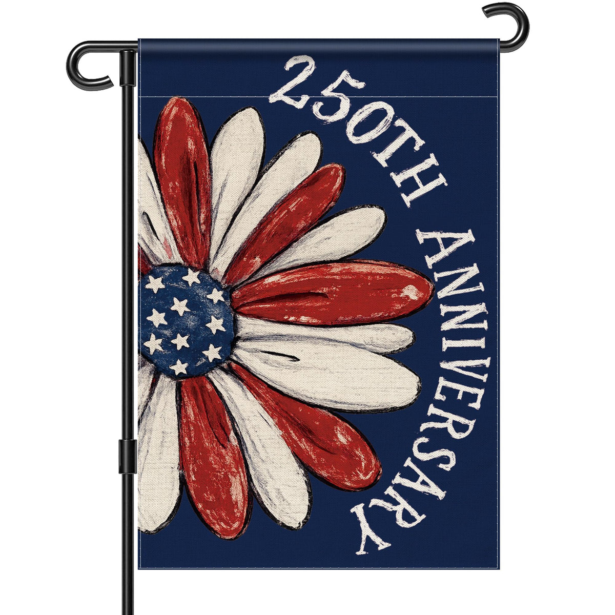 Aymolas 250th anniversary flag front view with double sided visibility