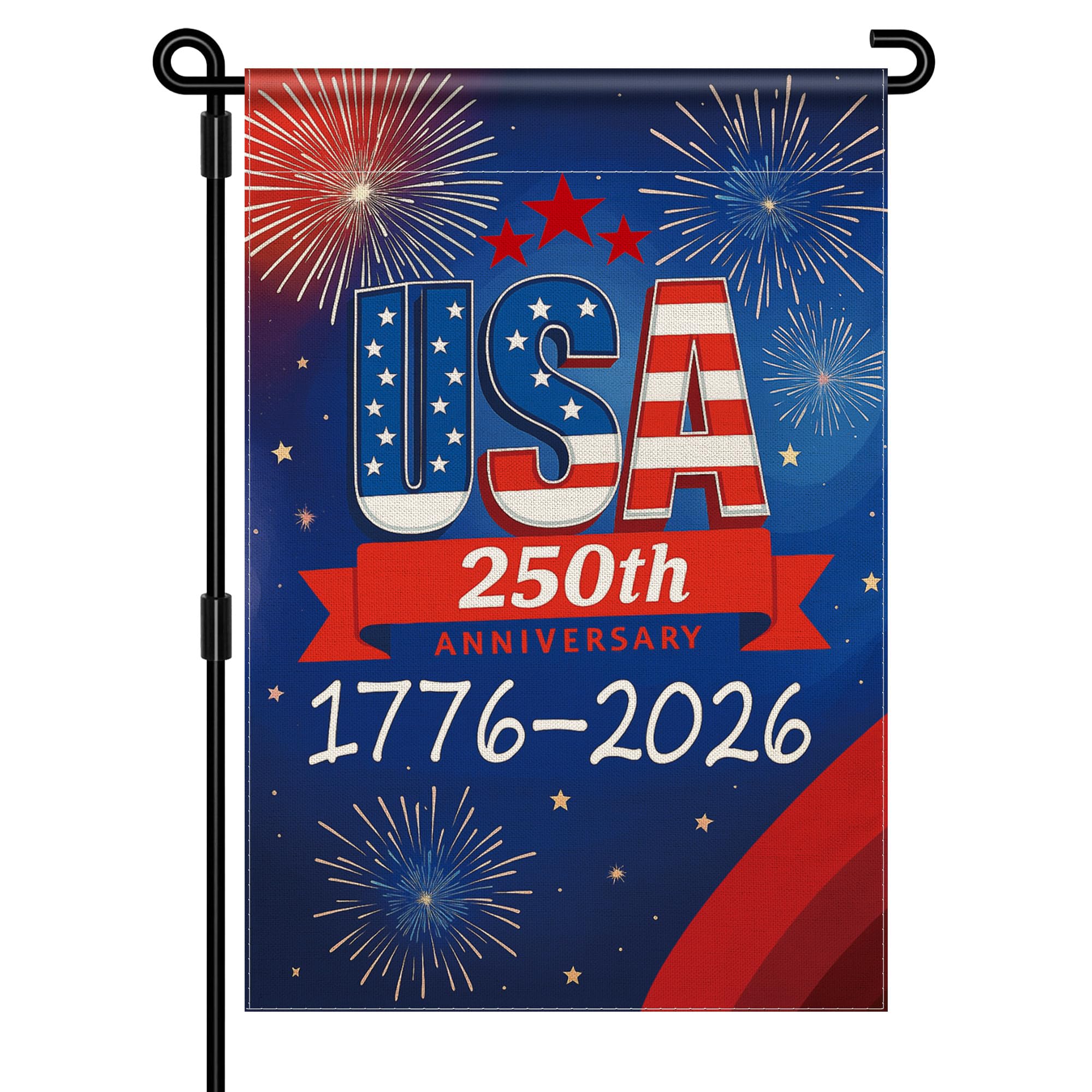 Aymolas 250th Anniversary flag front view with double-sided visibility for outdoor display