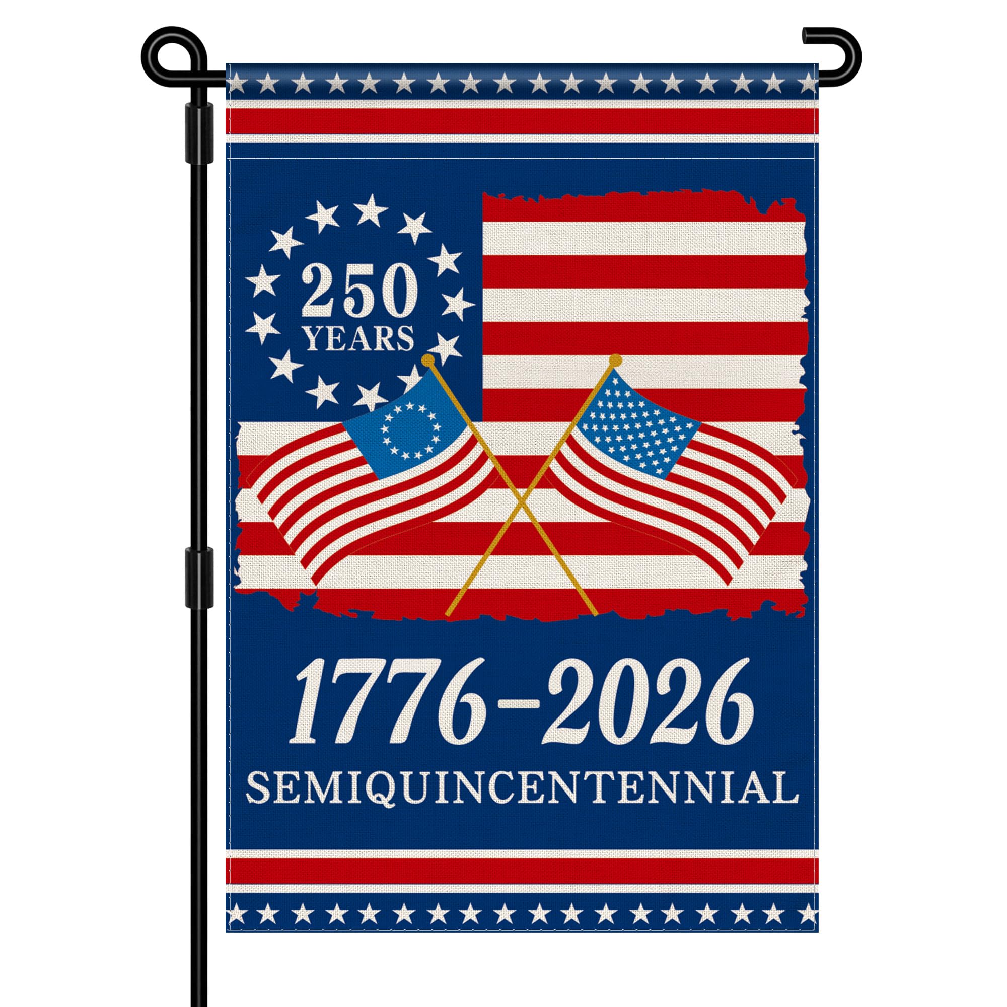 AyMolas 250th Anniversary Flag front view for outdoor garden display