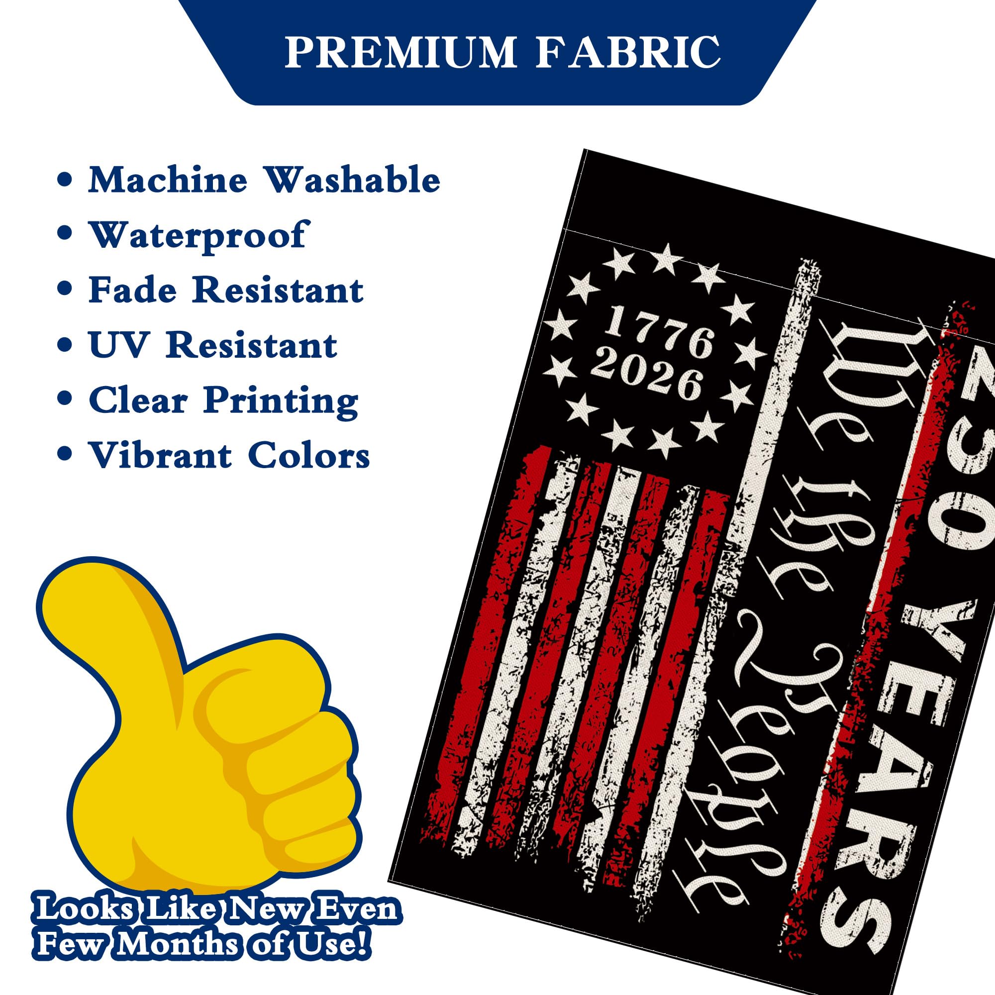 Aymolas 250th anniversary flag machine washable design for easy cleaning.
