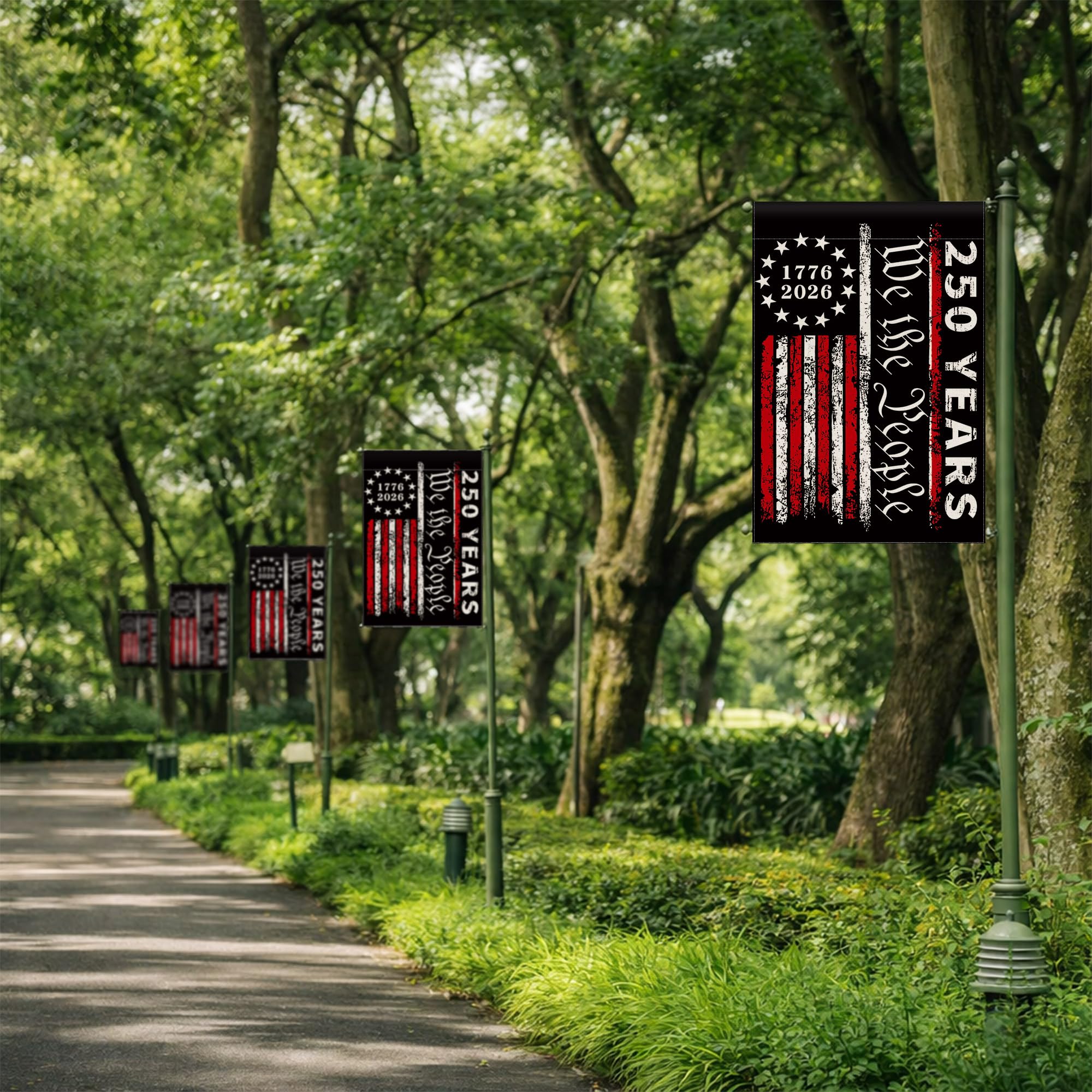 Aymolas 250th anniversary flag weather-resistant fabric for all seasons.