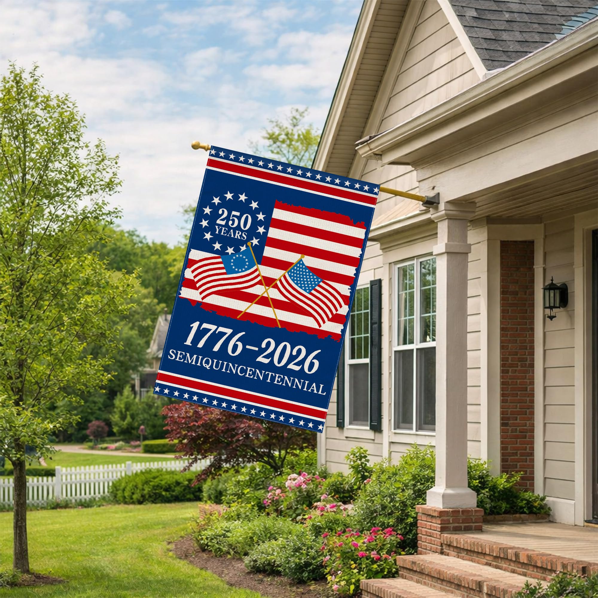 Aymolas 250th anniversary USA flag back side with double-sided design