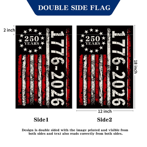 Aymolas 250th Anniversary garden flag double-sided visibility from both sides.