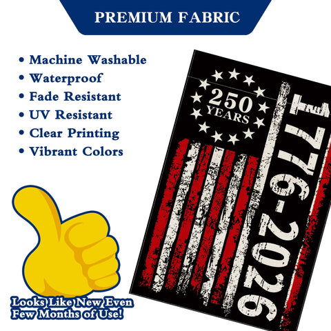 Aymolas 250th Anniversary garden flag weatherproof and colorfast.