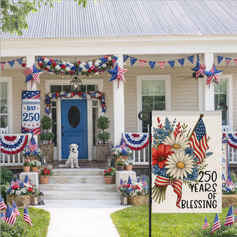 Aymolas Blessing flag double-stitched edges offer lasting durability.