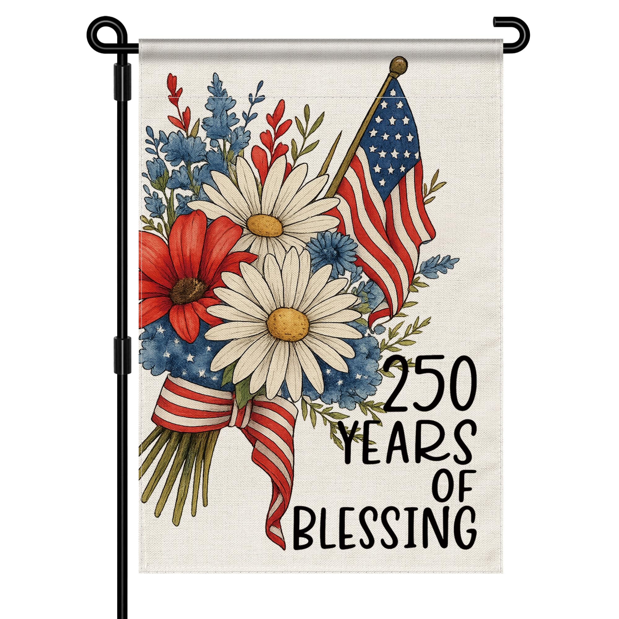 Aymolas Blessing flag front view showcases vibrant colors for garden display.